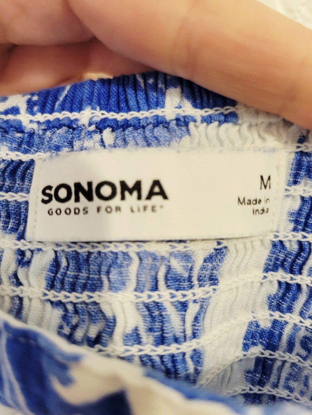 NWT Sonoma Blue White Mediteranean Print Maxi Sun Dress Medium - Picture 9 of 11